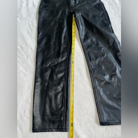 Abercrombie & Fitch Vegan Leather Ultra High Rise Ankle Straight Pant Black 25 - Picture 8 of 8
